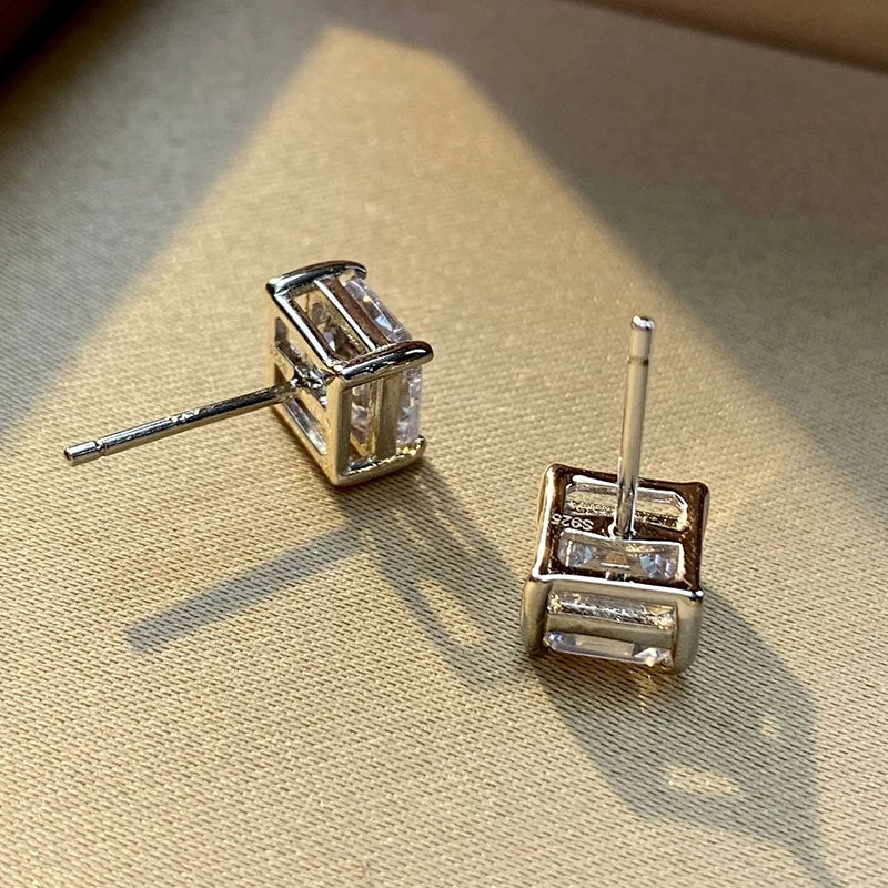 Diamond Stud Earrings Asscher Cut 7x7mm Classic Style