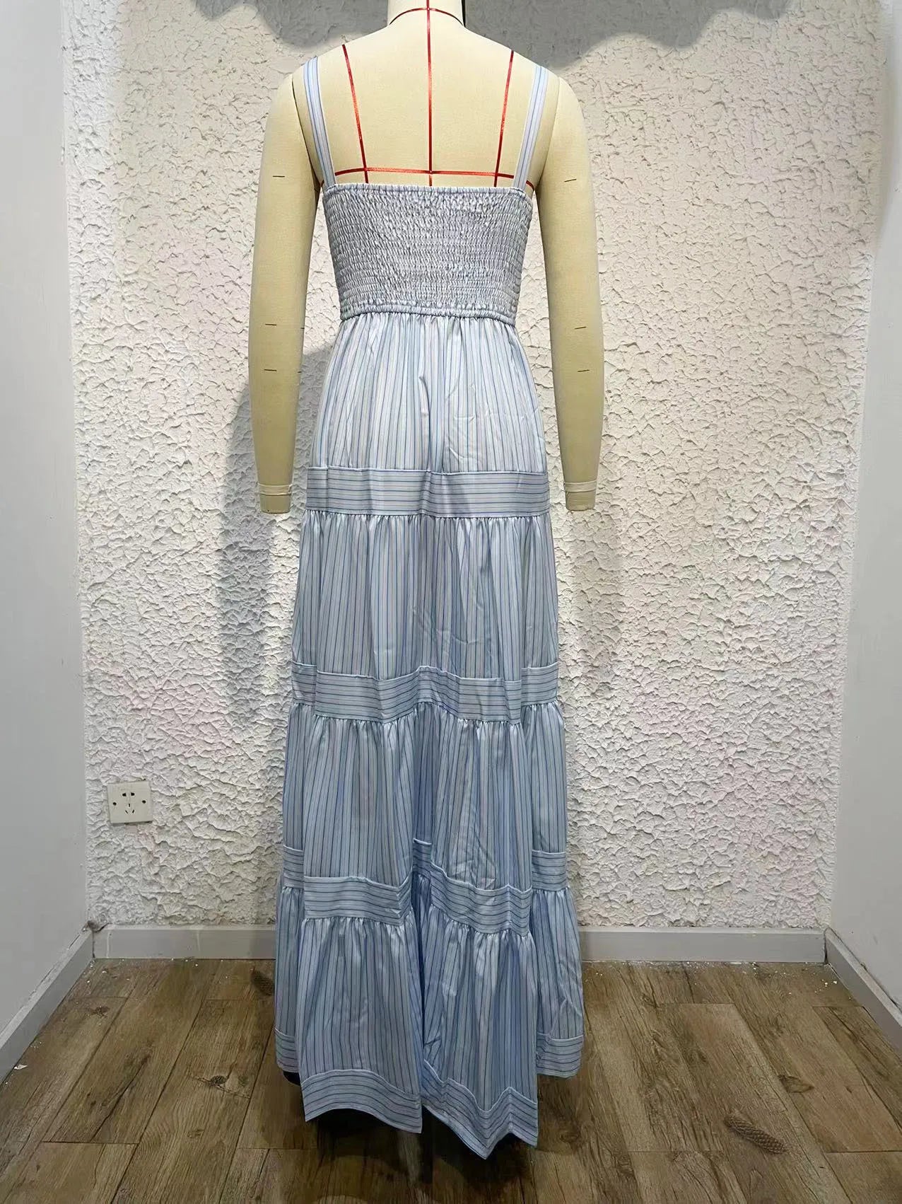 Elegant Striped Spaghetti Strap Maxi Dress for Women