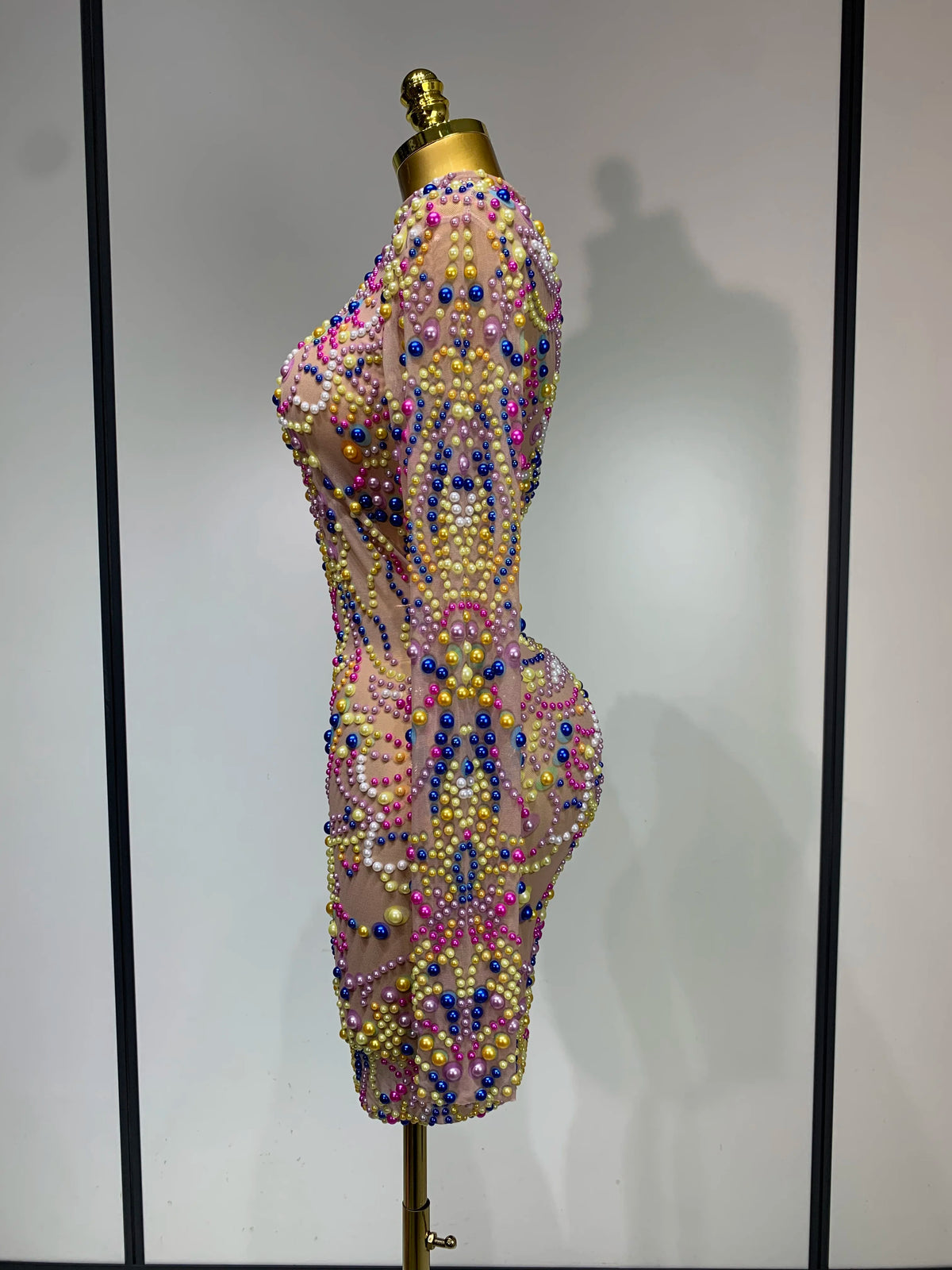 Women Sexy Transparent Mesh Stage Performance Costume Dancer Singer Nightclub Elagant Evening Party Luxury Birthday Dress