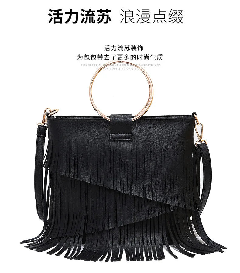 Trendy Tassel Sequin Crossbody Shoulder Handbag for Women