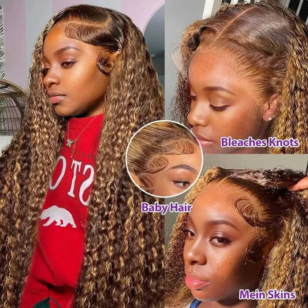 Preplucked Deep Wave Glueless Human Hair Lace Front Wig For Women