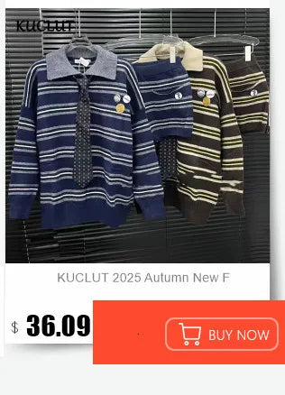 KUCLUT 2025 Autumn New Fashion Striped Contrast Color Zipper Jacket Elastic Waist Pleated Skirt Two-pieces Set For Women 1A1217