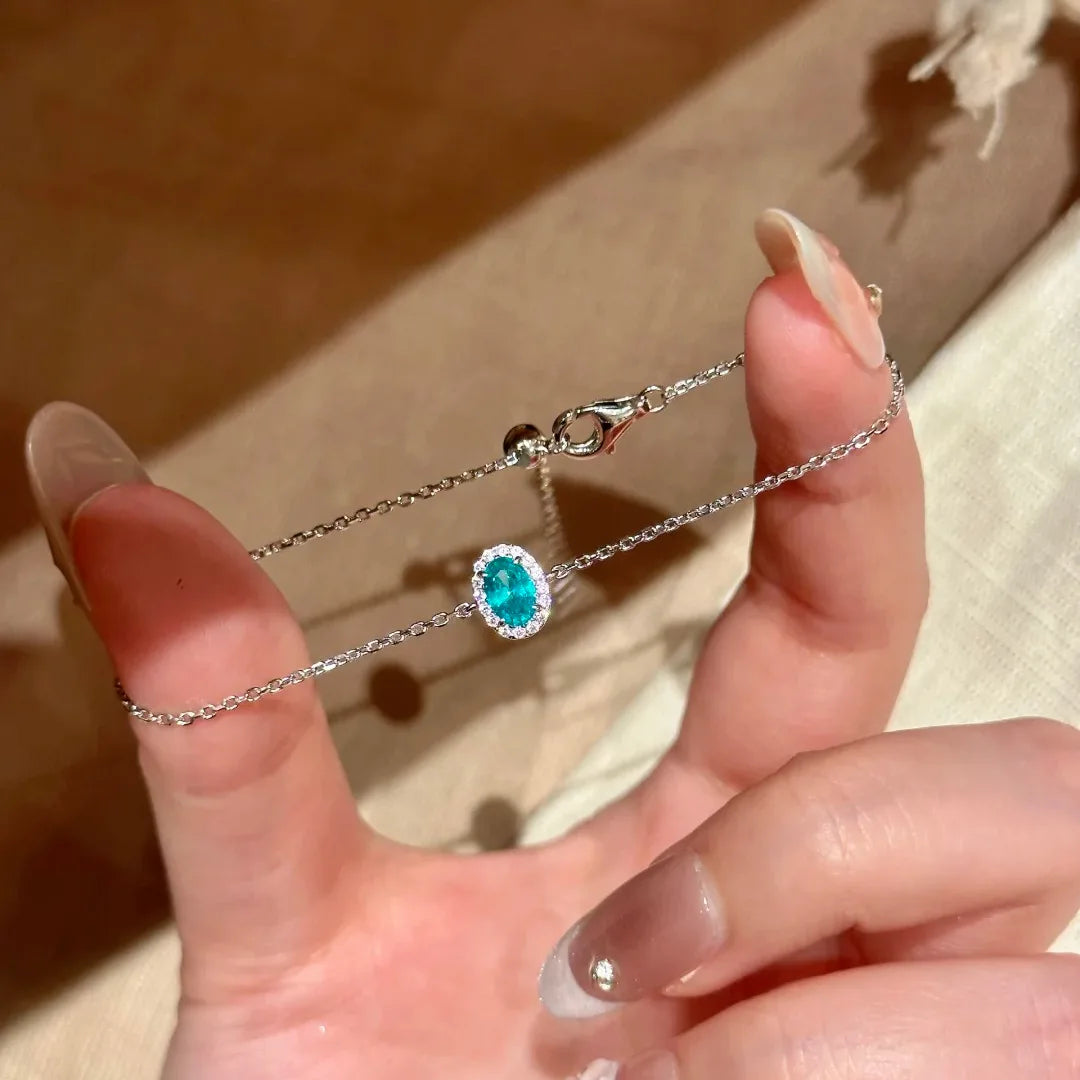 Dainty Oval Cubic Zirconia Chain Bracelet for Women