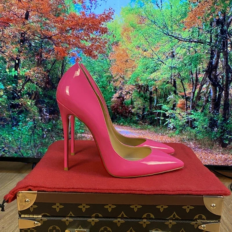 Pointed Patent Leather Slim High Heel Pumps for Women