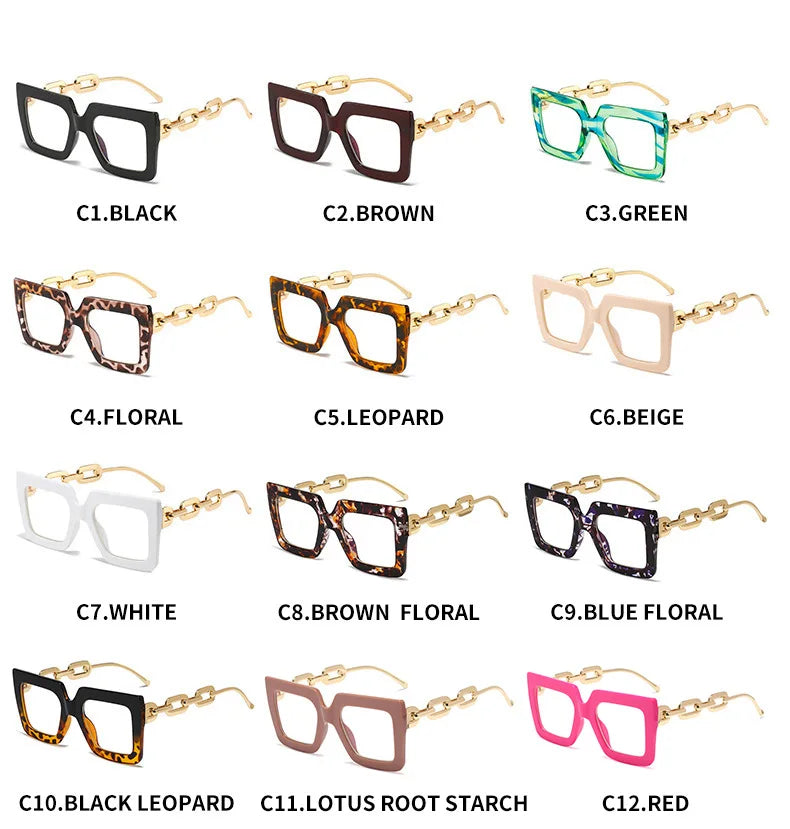 Oversized Square Blue Light Reading Glasses for Women