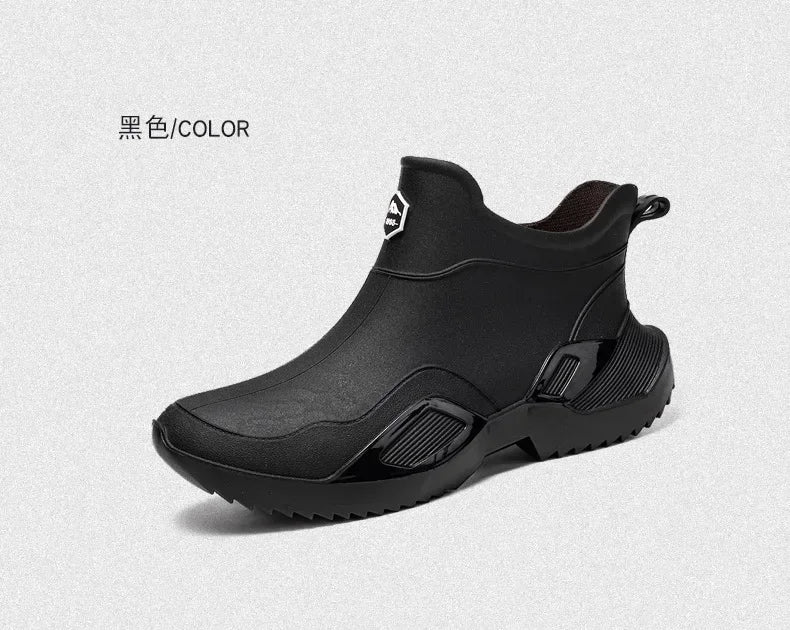 Round Toe Waterproof Ankle Rain Boots