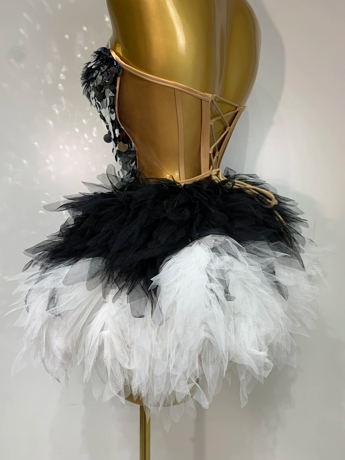 Sparkly Black Sequins Two Pieces Set for Women Party Evening Prom Celebrate Birthday Photo Shoot Dress Nightclub Dance Costume