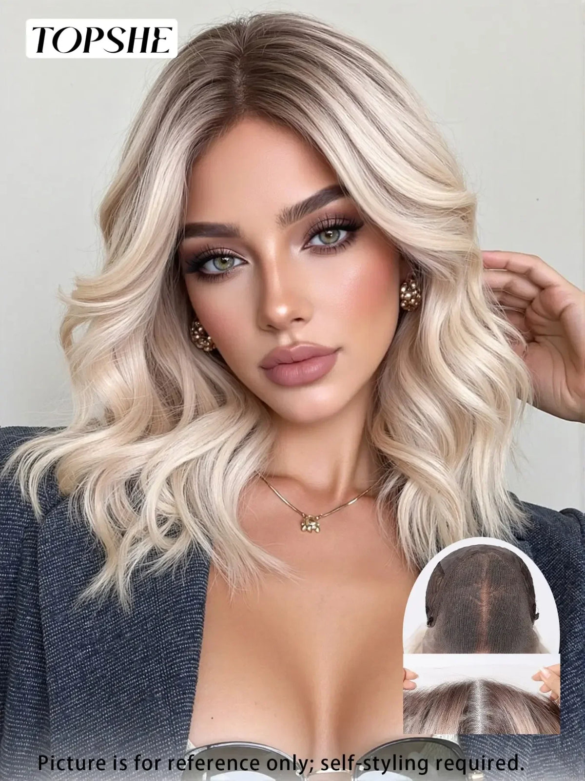 Short Deep Root Gradient Curly Lace Front Wig for Women