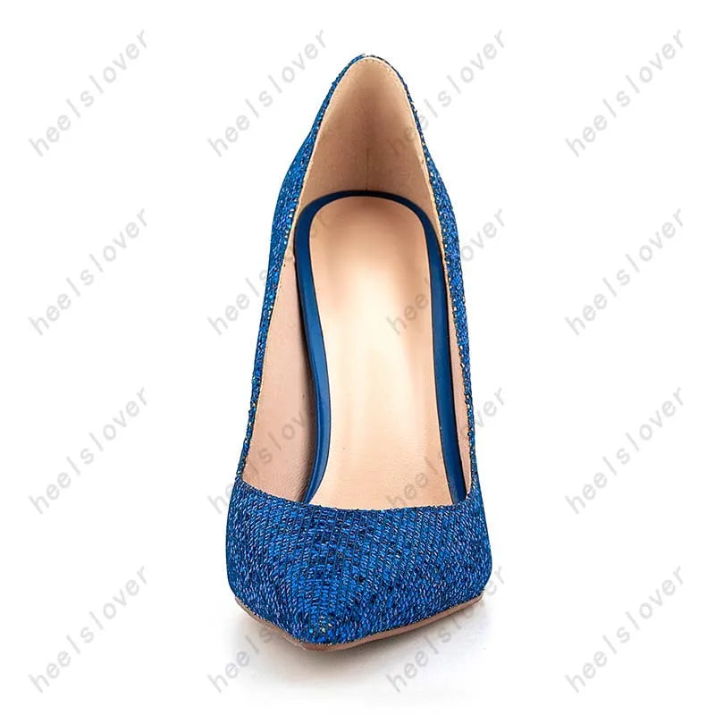 Sophisticated Pointed Toe Blue Stiletto Pumps for Women