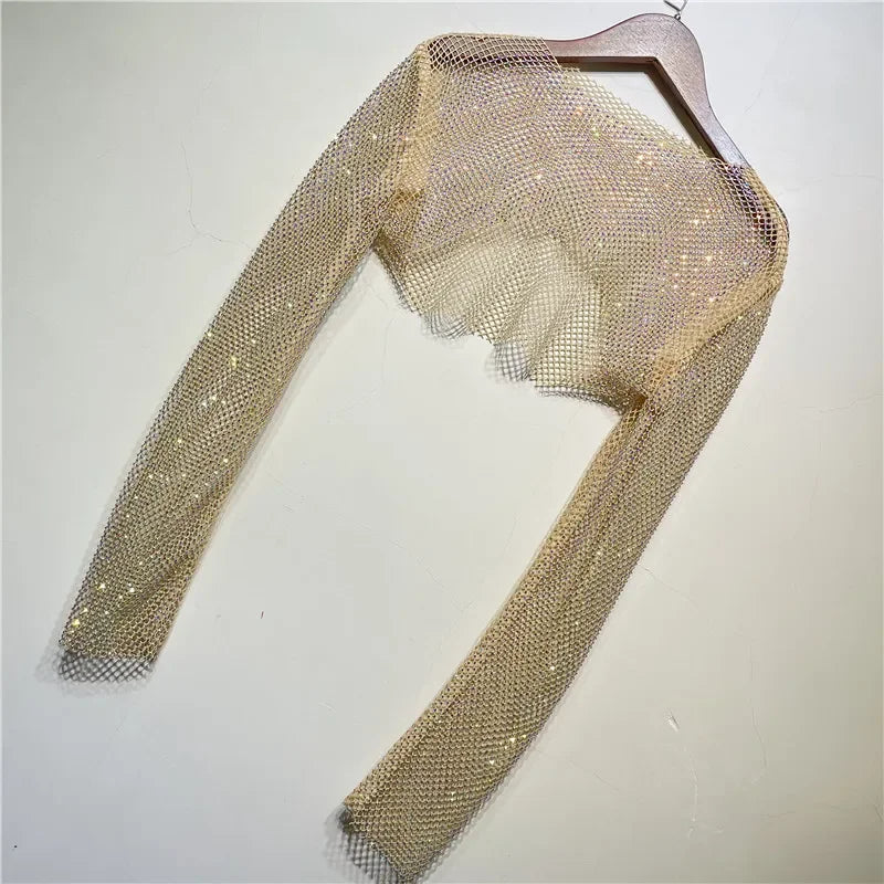 Crystal Hollow Out Tank Top