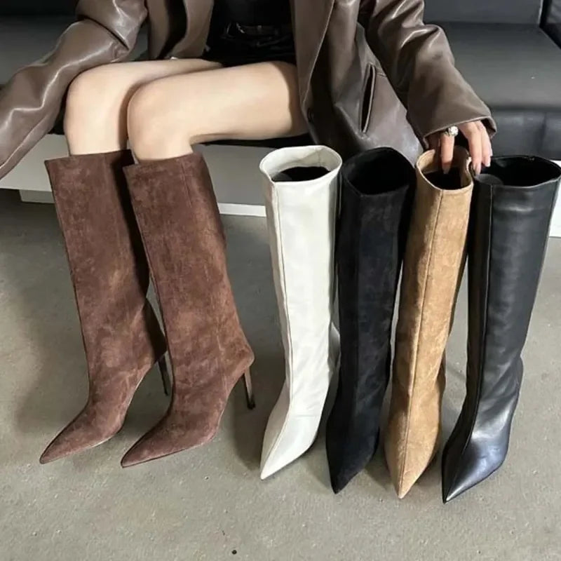 Pointed Toe Knee High Sock Boots