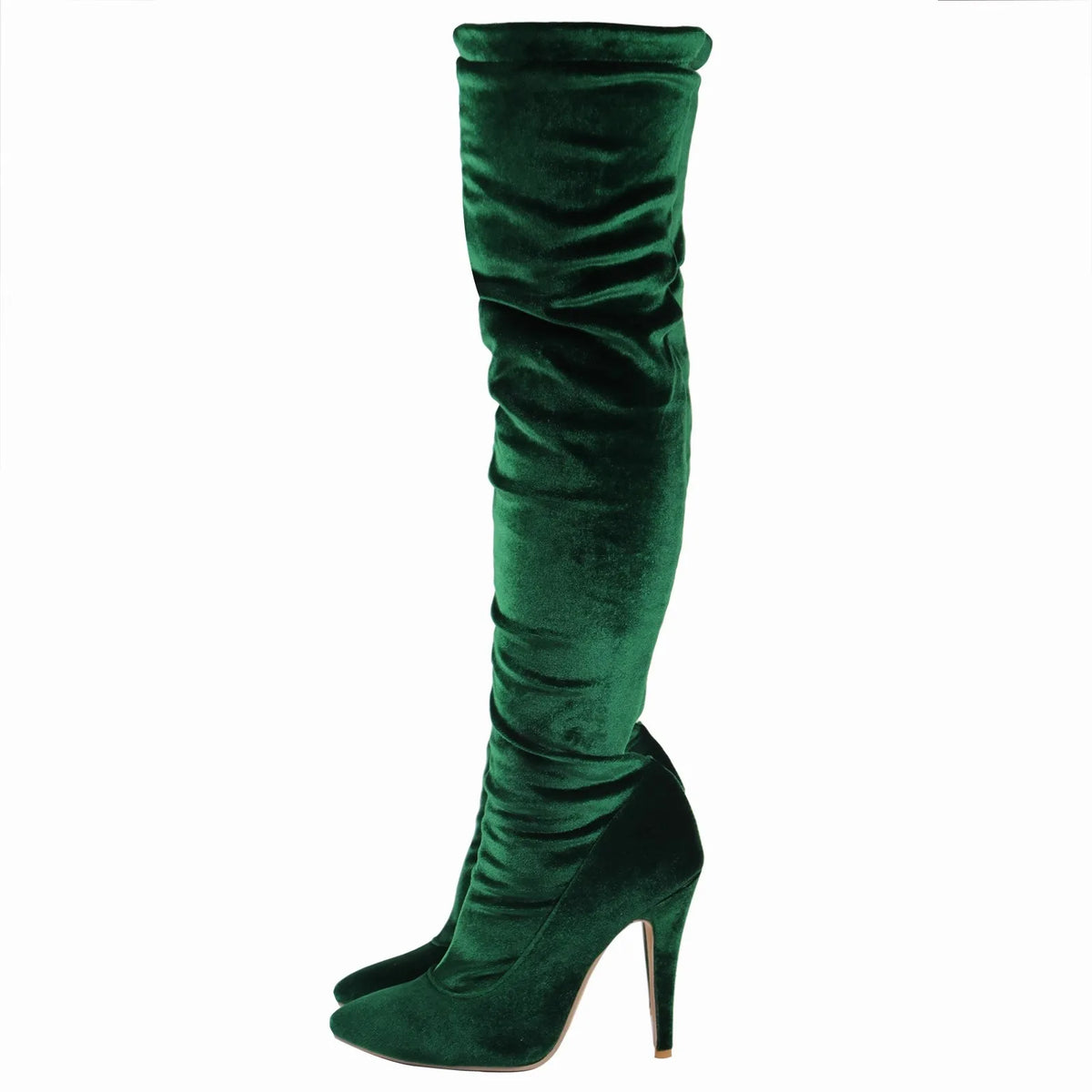 Velvet Pointed Toe Over The Knee Stiletto Boots for Women
