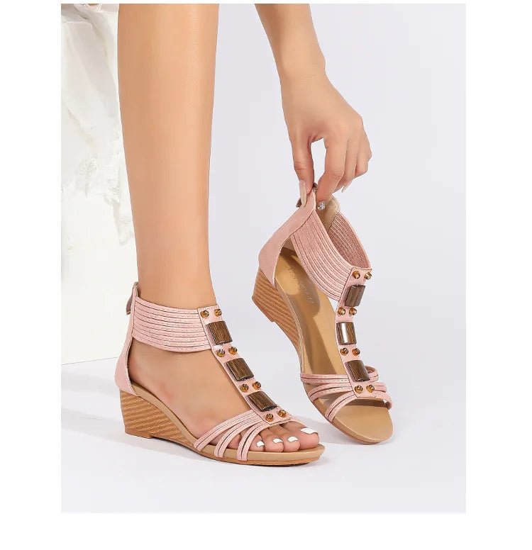Comfortable Bohemian Beaded Strap Sandals For Women