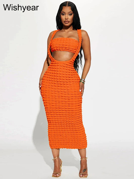 Cutout Crop Top Two Piece Set