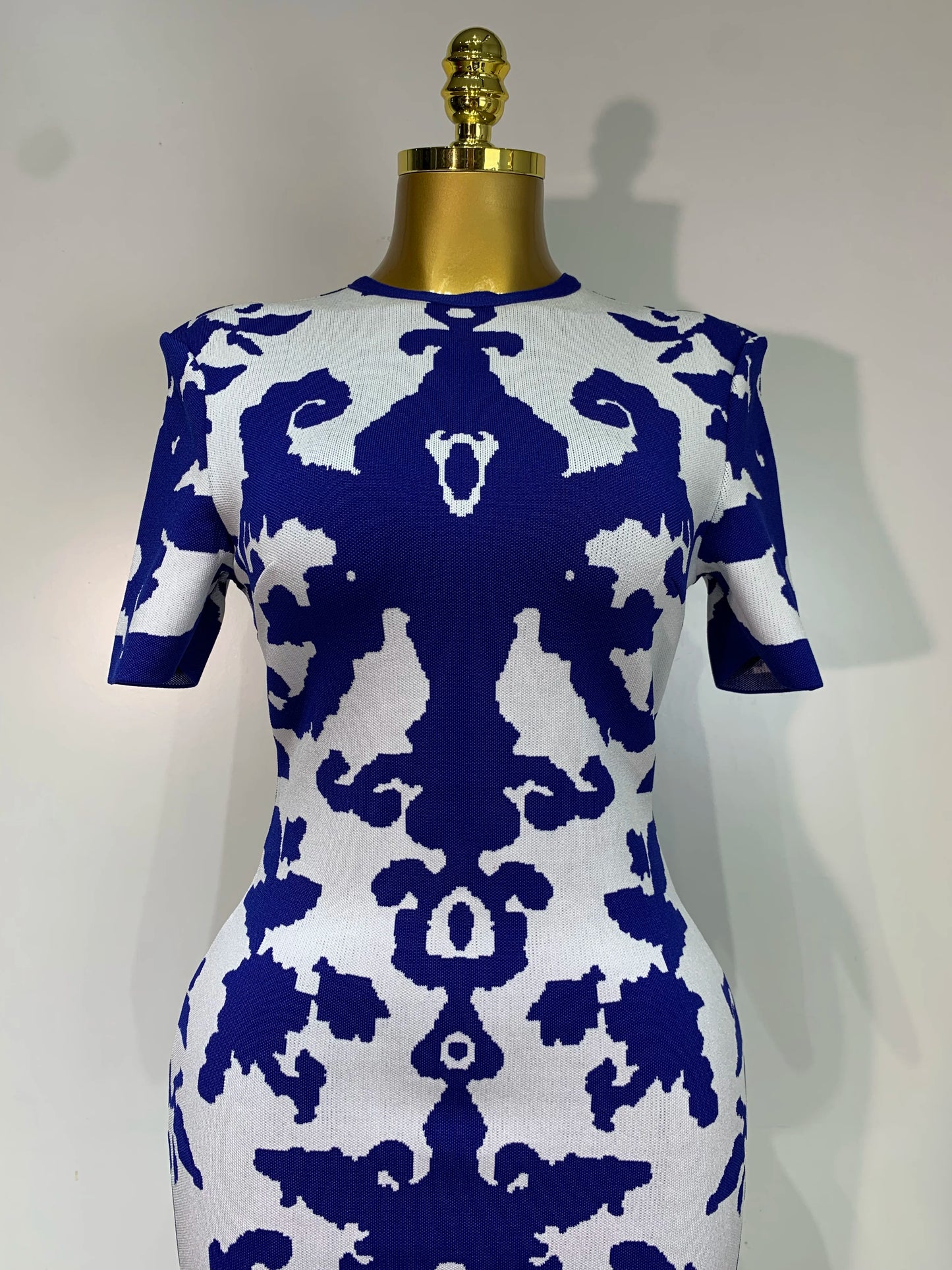 Women Sexy Short Sleeve Jacquard Blue Maxi Long Bodycon Bandage Dress 2025 Celebrity Elegant Evening Club Party Luxury Dresses