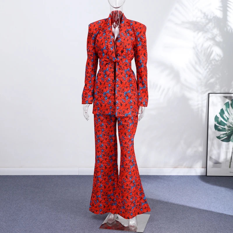 Printed Halter Neck Maxi Dress and Cropped Jacket Set for Women