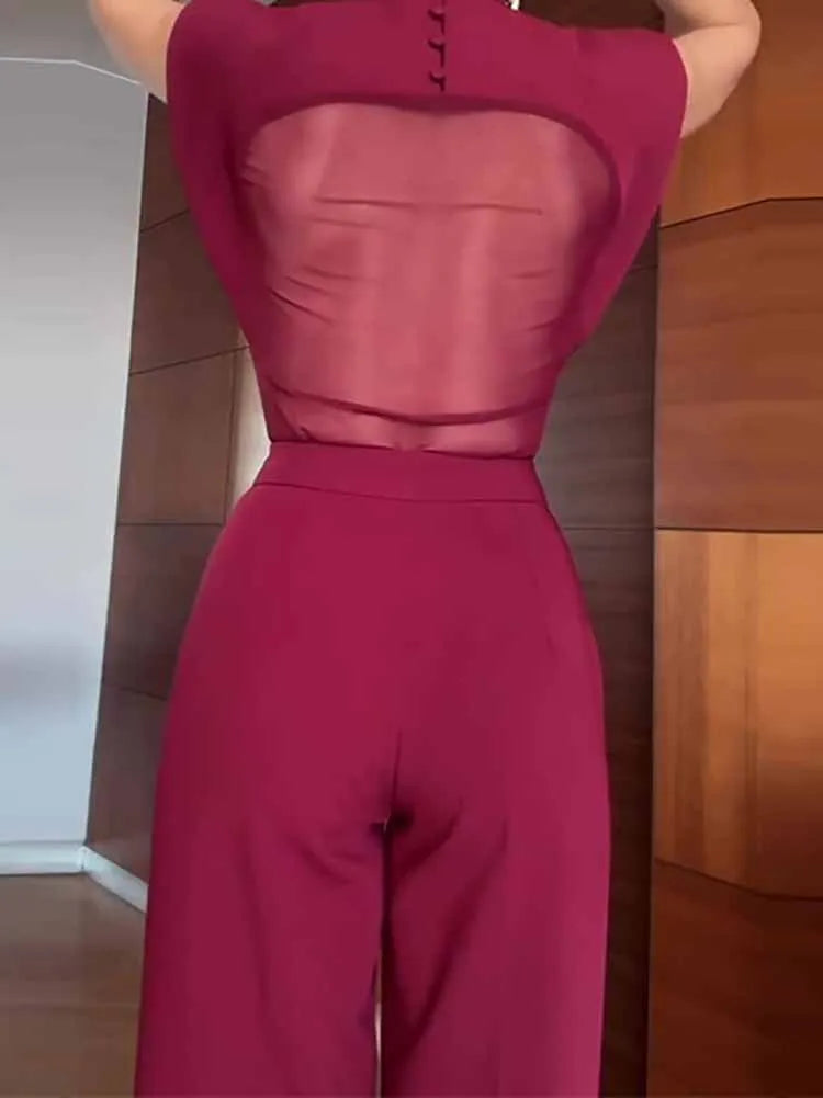 Elegant Turtleneck Wide Leg Pant Suit Set for Women
