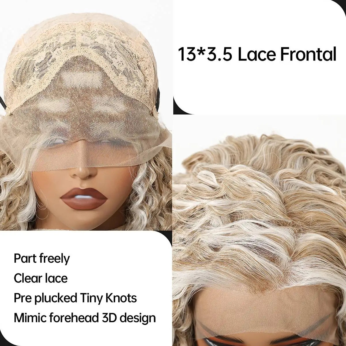 Pre Plucked Glueless Deep Curly Blonde Lace Front Wig for Women