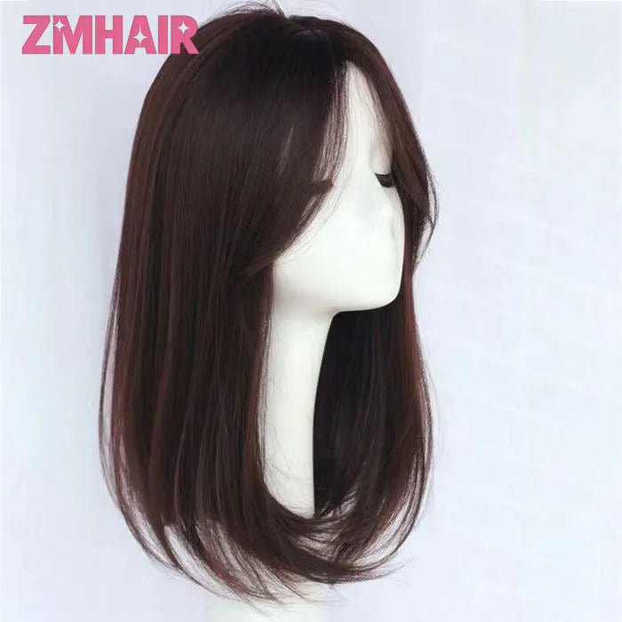 Lightweight Silk Base Straight Human Hair Wig For Women