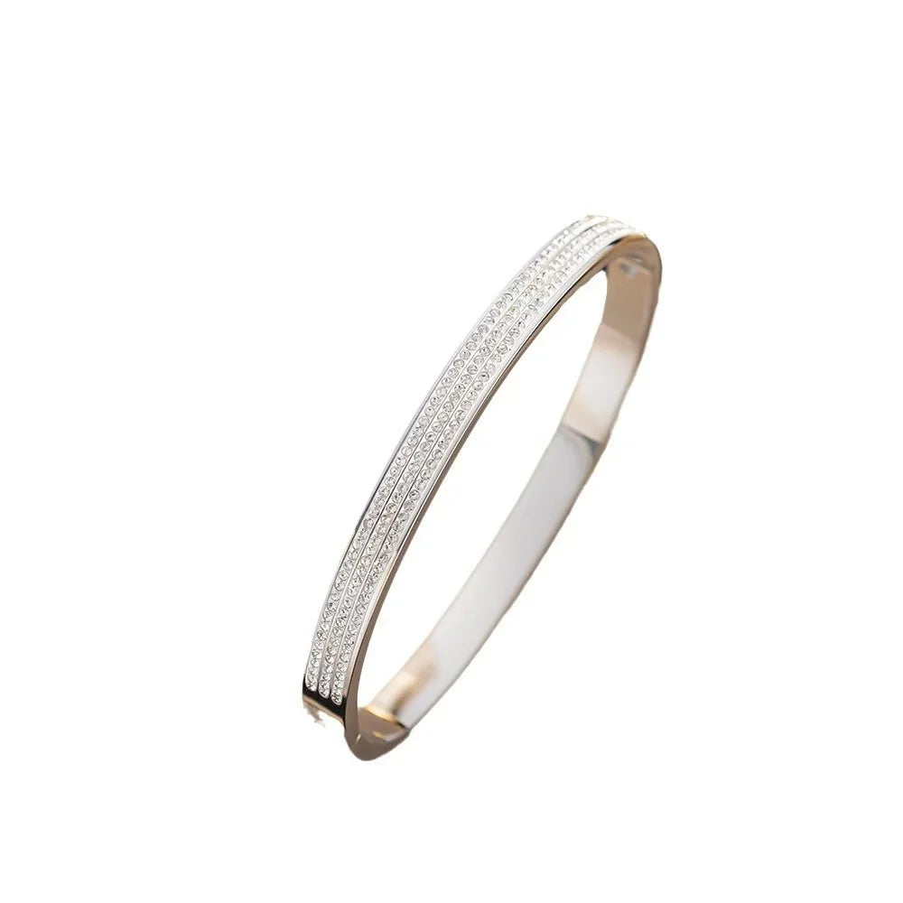 Zircon Half Row Stainless Steel Bangle