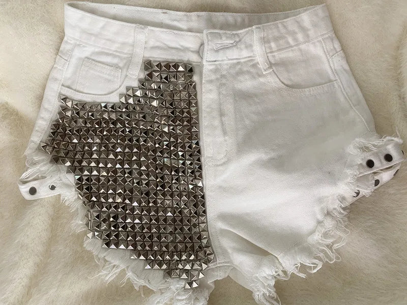 Relaxed Fit High Waisted Denim Shorts With Tassel Accents For Women