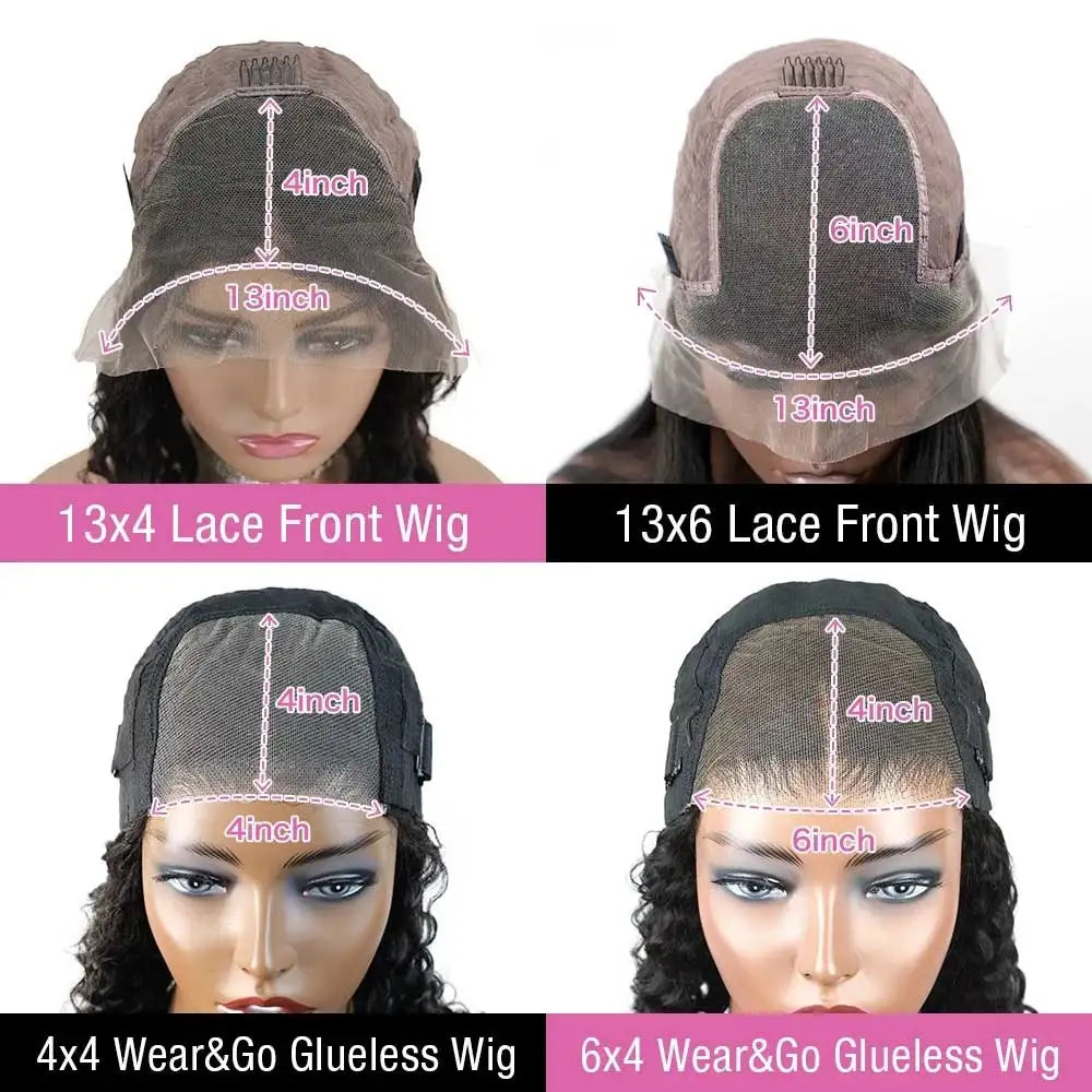 Preplucked Deep Wave Glueless Human Hair Lace Front Wig For Women