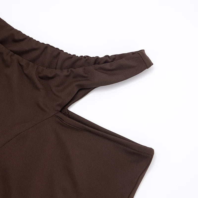 Slash-Neck Crop Top Two-Piece Set