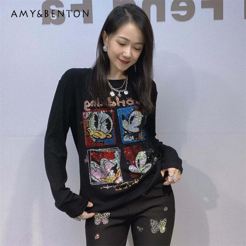 Rhinestone Accented Long Sleeve Top