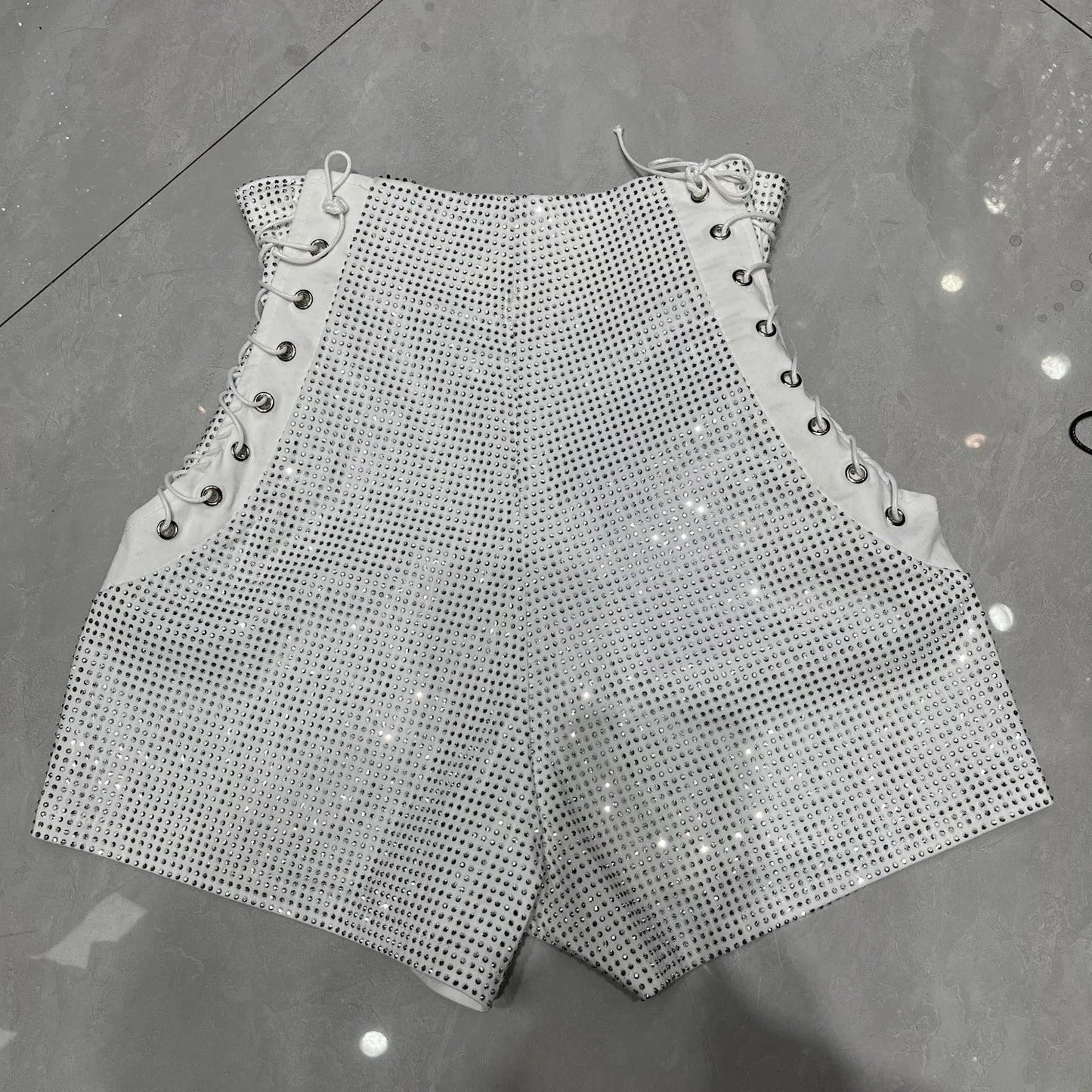Summer New Fashion Hot Girl Design Heavy High Waistshorts Women's Tie Back Zipper Design Tight Hip Covering Nightclub Hot Pants
