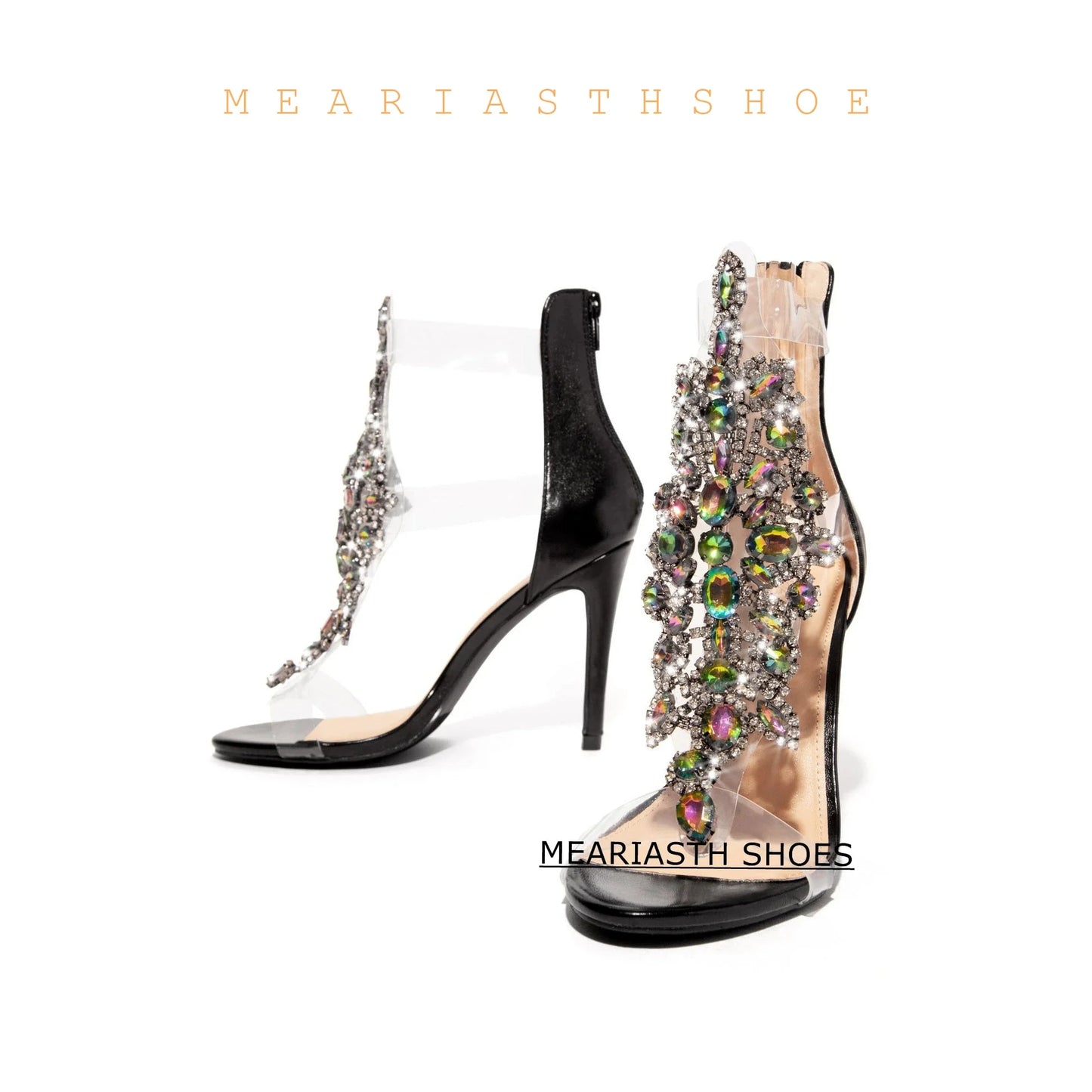 Clear Rhinestone T Strap Open Toe Gladiator Sandals For Women