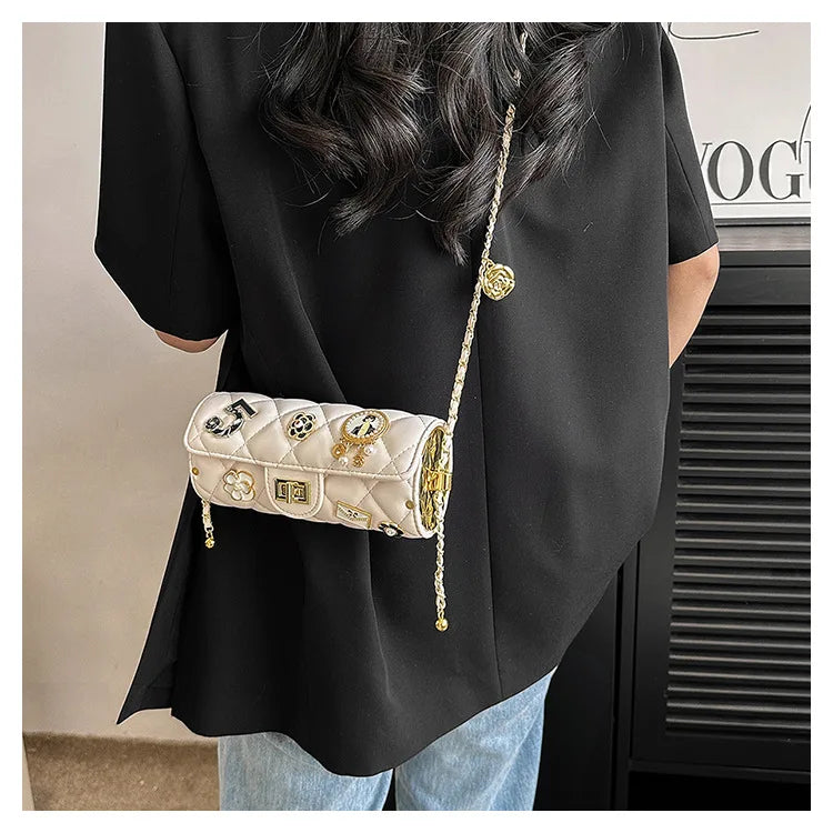 Textured Diamond Grid Crossbody Shoulder Bag for Women