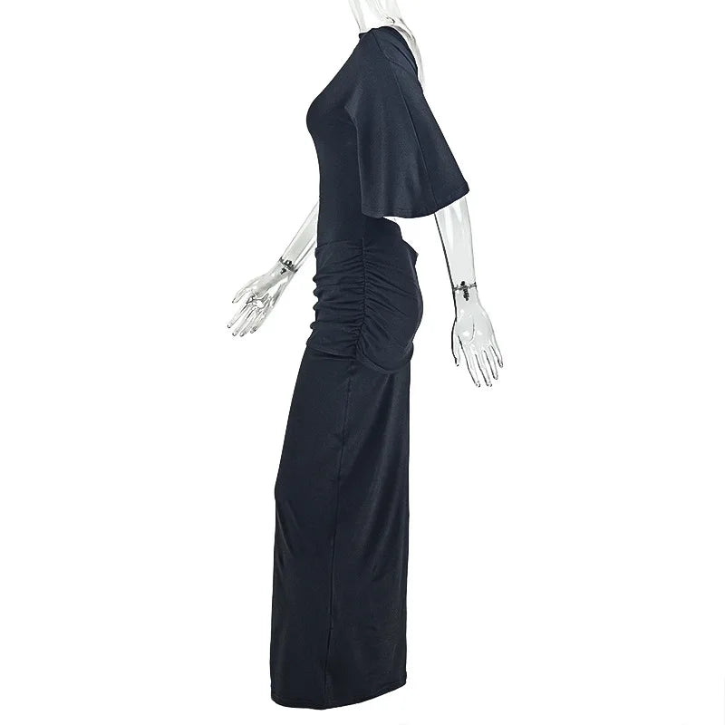 Backless Maxi Dress With Ribbon Decoration and Half Sleeve for Women