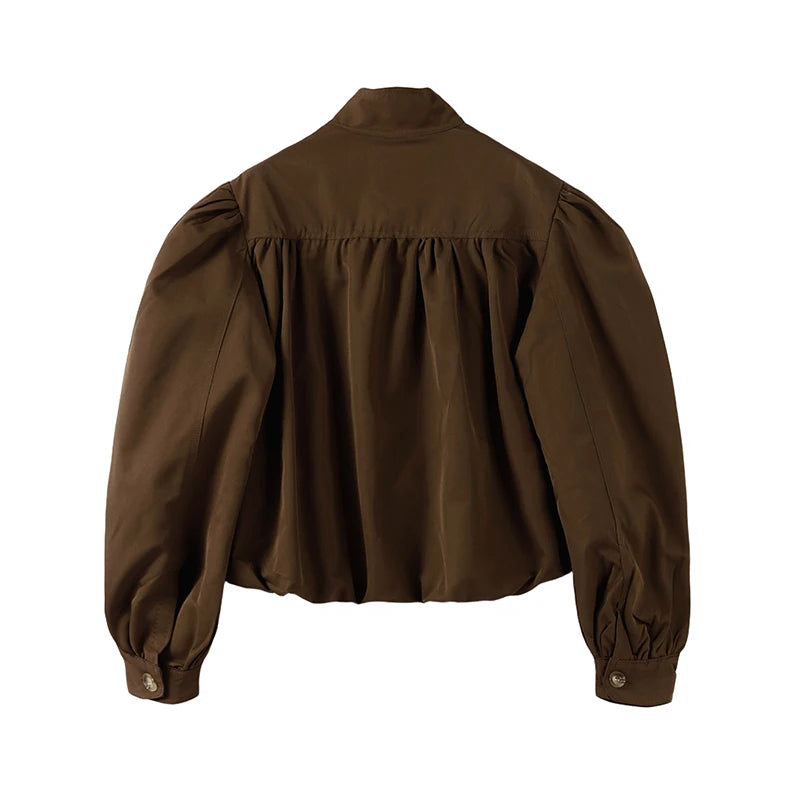 Lightweight Standup Collar Solid Short Jacket for Women