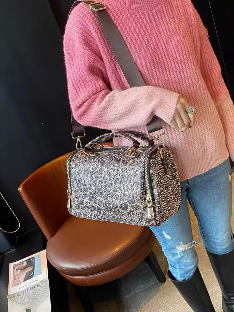 Leopard Print Shoulder Tote Bag