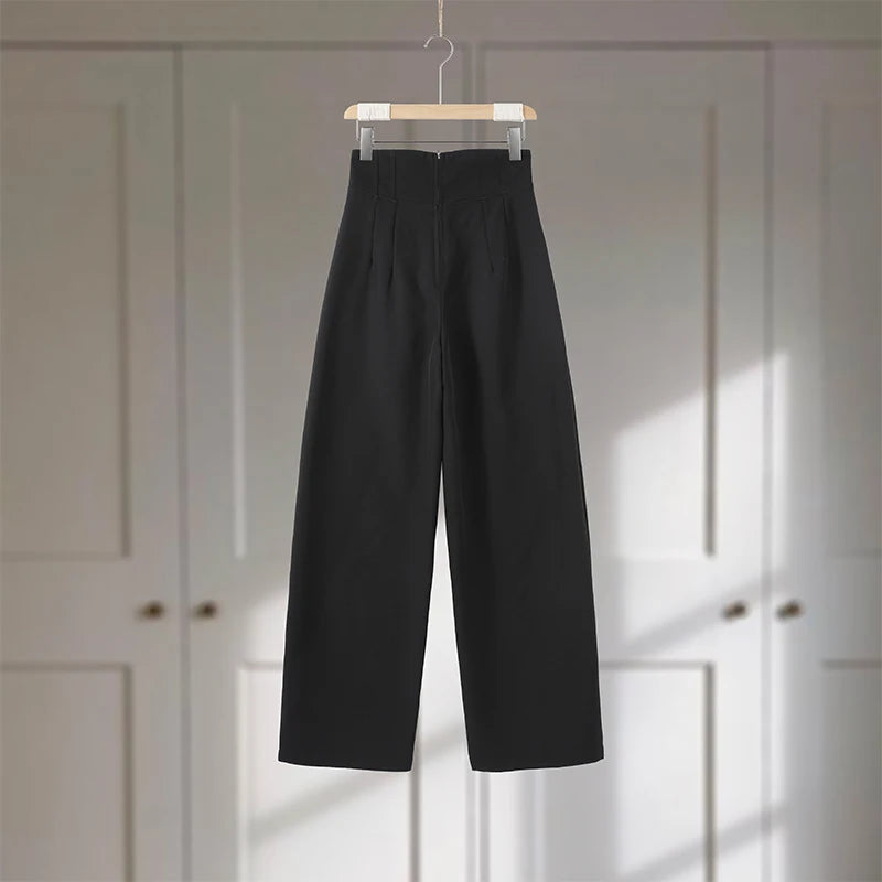 Women's Pant Set Office Elegant V-neck Full Sleeve Blazers High Waist Straight Pants Female Sets 2026 New Winter Woman Outfits