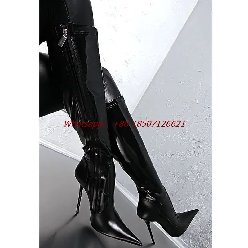 Black Pointed Toe Zipper Boots