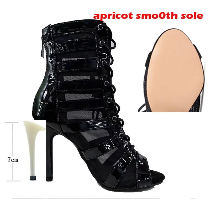 Suede Peep Toe Ballroom Dance Ankle Boots for Women