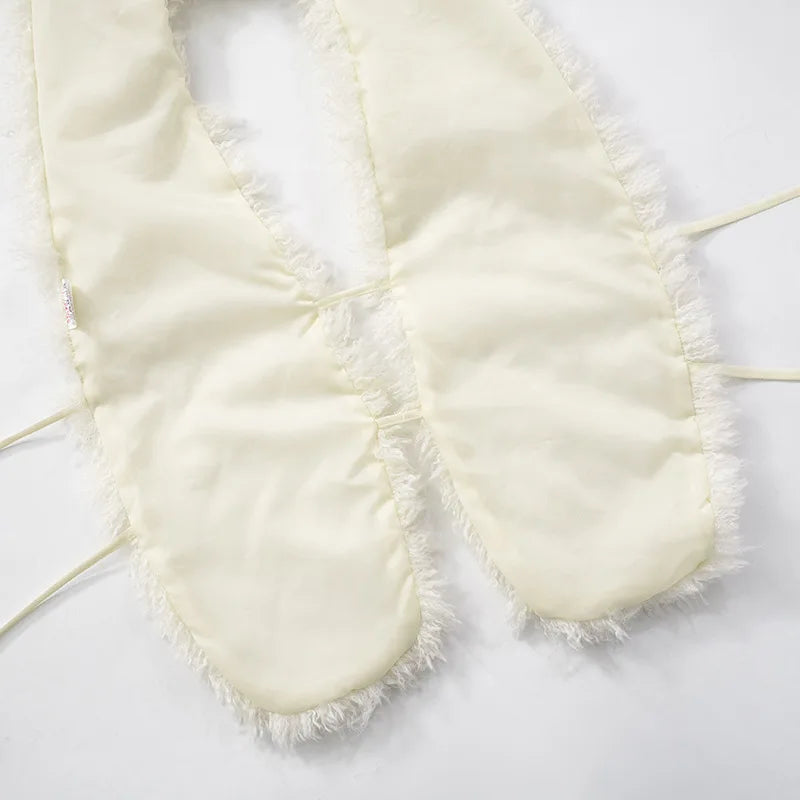 FAGADOER Sexy Fur Patchwork Woman 2 Piece Set Outfit Deep V Backless Lace Up Crop Top + Leopard Print Pants Female Streetwear