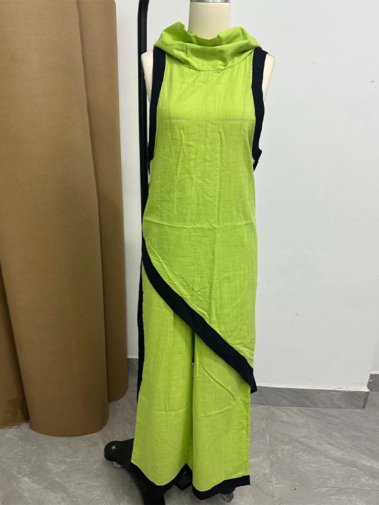 Casual Solid Blouse and Wide Leg Trousers for Women