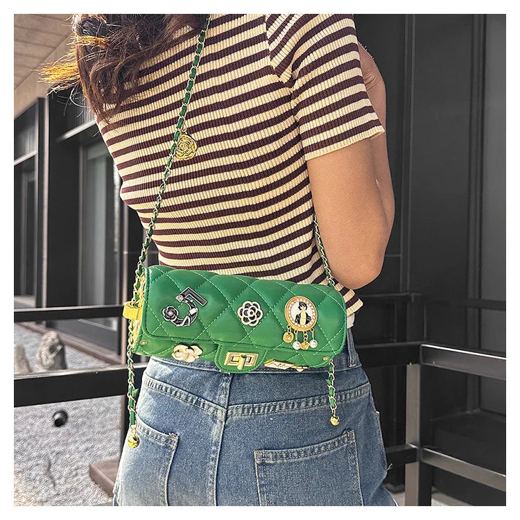 Textured Diamond Grid Crossbody Shoulder Bag for Women