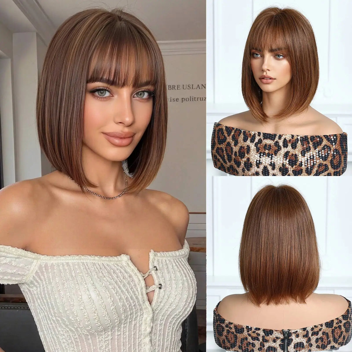 Short Black Halloween Bob Cosplay Wig With Bangs for Women