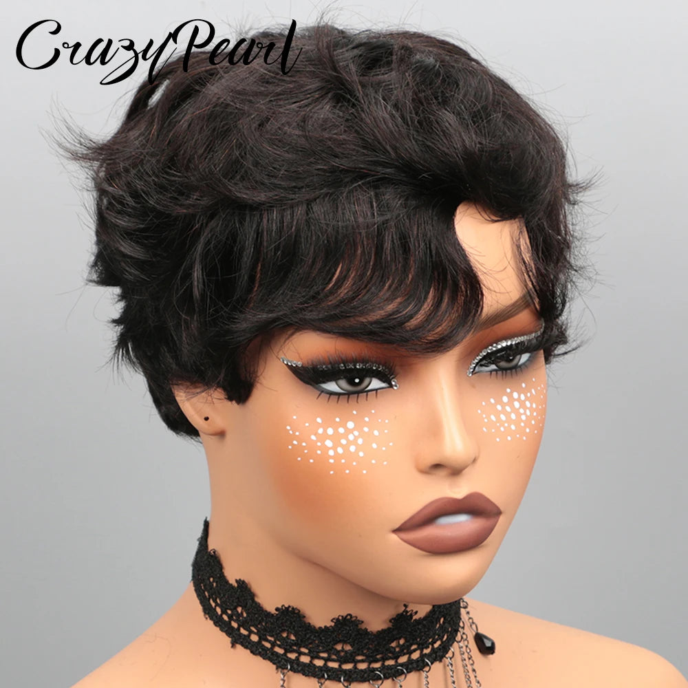 Layered Pixie Cut Human Hair Lace Front Wig for Women
