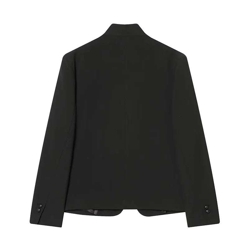 Elegant Stand Collar Coat and Trousers Set for Women