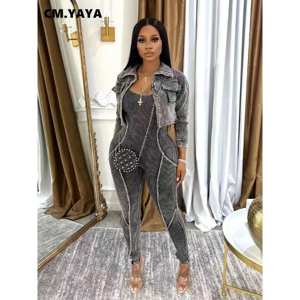 Washed Fabric Two Piece Knit Set
