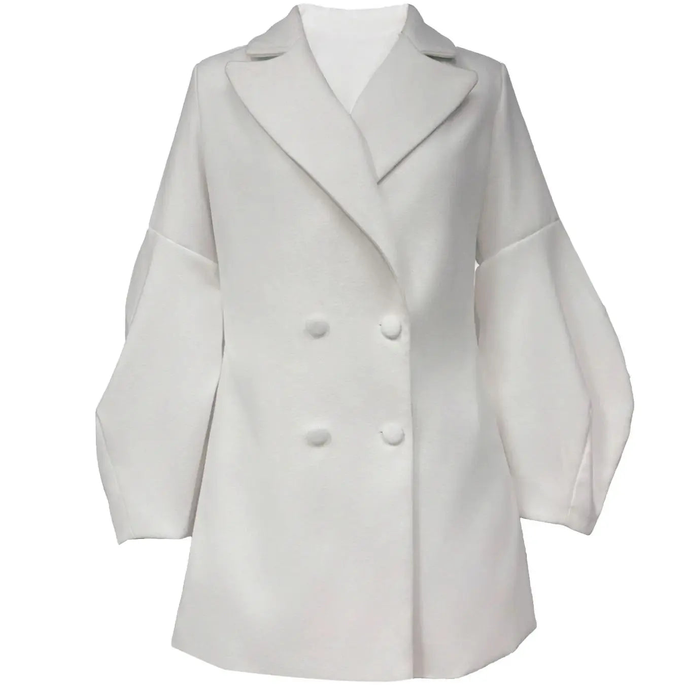 2026 Retro European Style Lantern Sleeve Notch Collar Woolen Coat Short Length Vintage Court Fashion Women's Outerwear