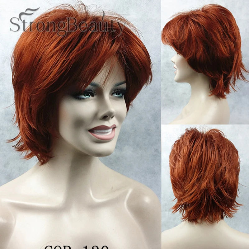 Fluffy Short Straight Layered Blonde Synthetic Wig For Women