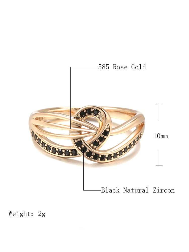 Rose Gold Black Zircon Cross Ring