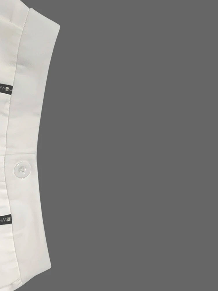 Beautyblue Striped Sports Pants Women Zipper Trousers Summer New White Patchwork High Waist Wide-leg Bottom Office Commute Pant