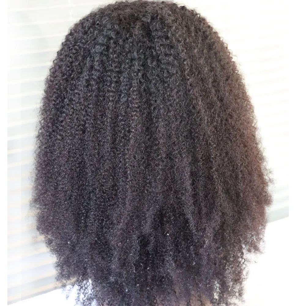 Afro Kinky Curly Human Hair Wig With Bangs for Women