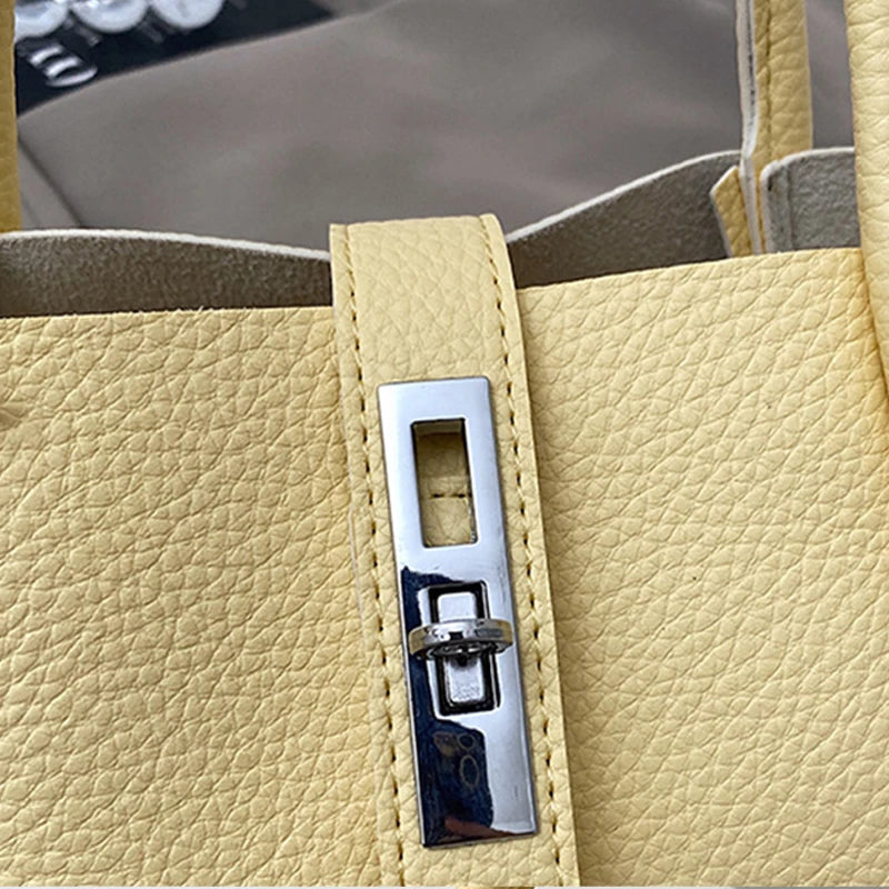 Fashion Design Women Bucket Bag Brand Trendy Basket Bag Versatile Simple Solid Color Texture Women's Bag Shoulder Crossbody Bag